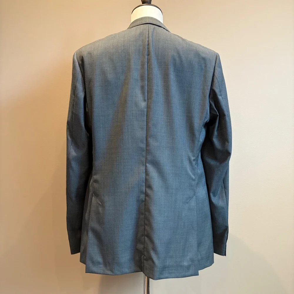 Hugo Boss Jetson Sport Coat 42L Mint Micro Check Virgin Wool Unstructured NEW